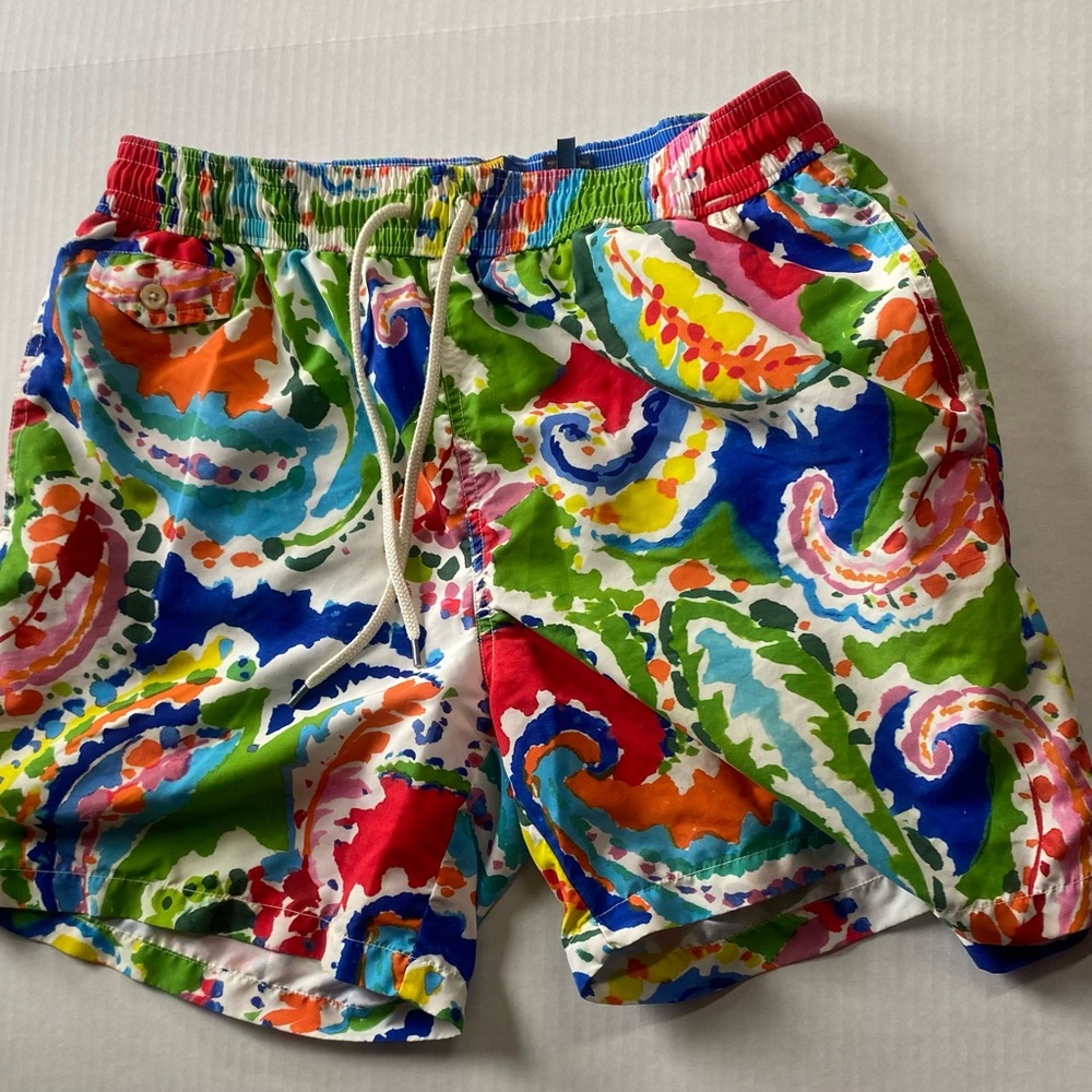 POLO by Ralph Lauren Sport Mesh Lined Swim Trunks Hawaiian Floral Shorts Mens XL